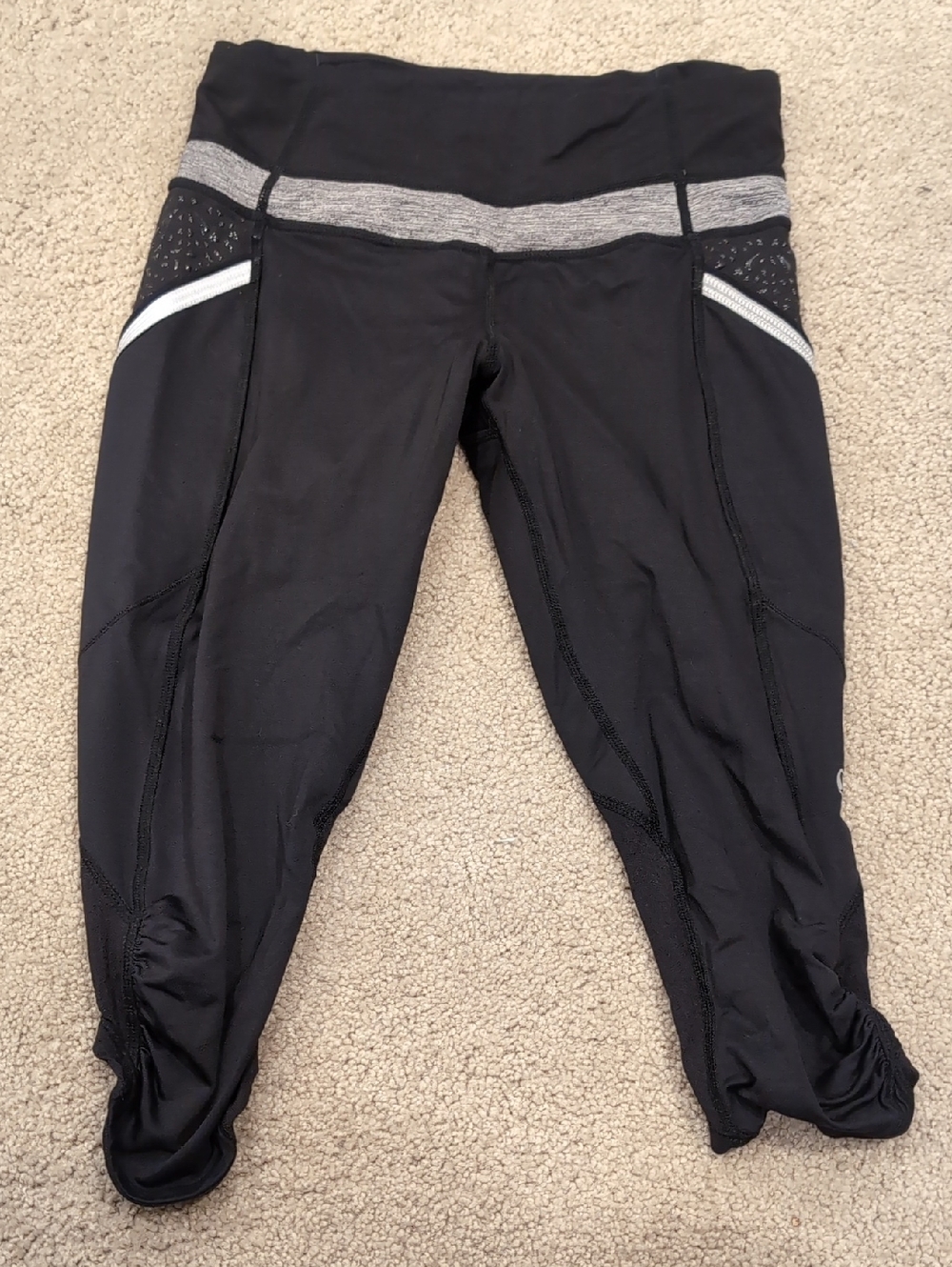 lululemon athletica Black and Gray Cropped Leggings